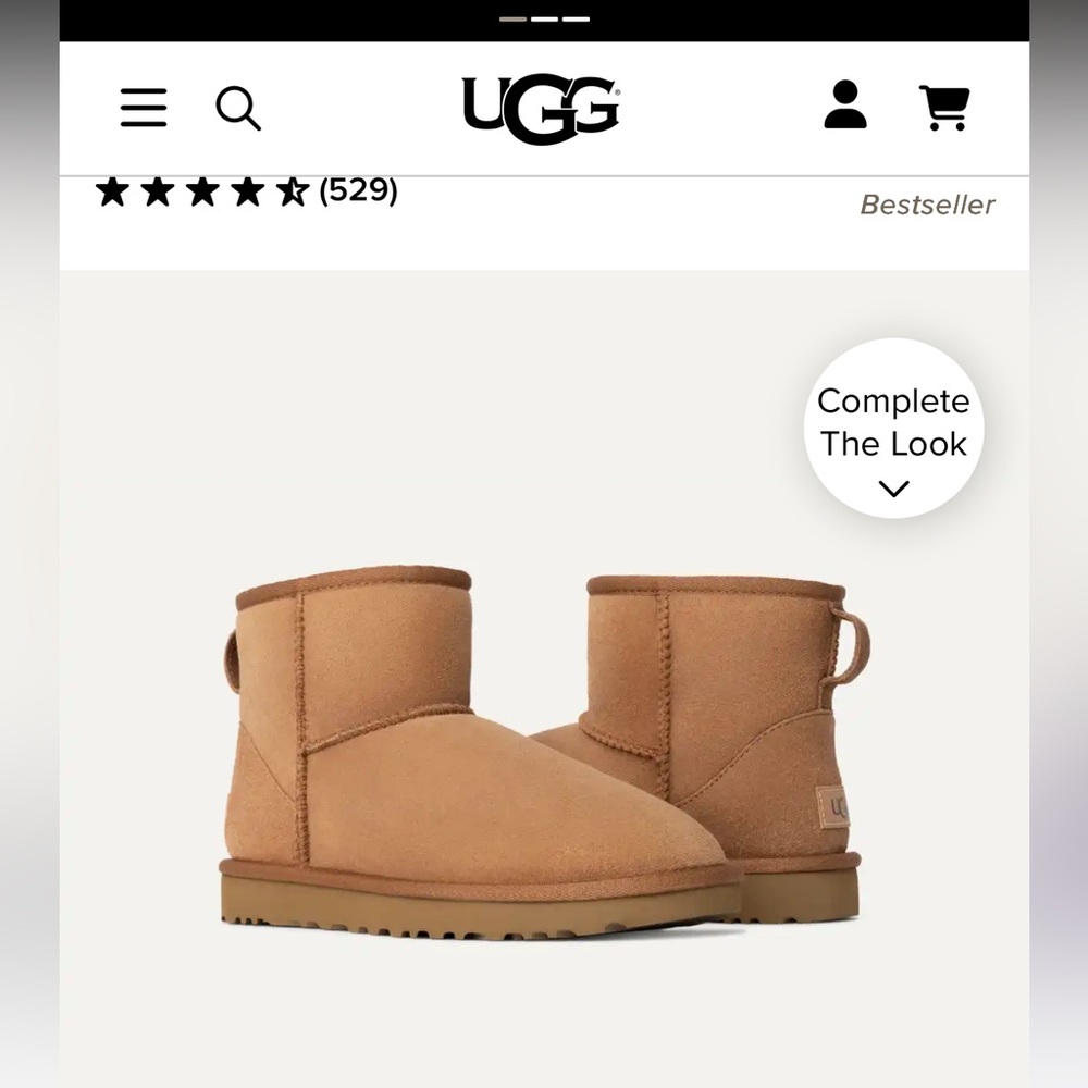 UGG Classic Short Boots – Chestnut Suede with Sheepskin Lining | Size 6